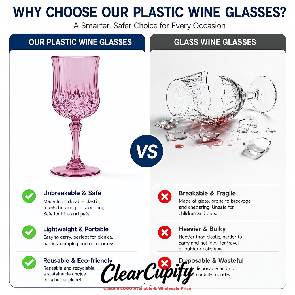 Mauve 7oz Acrylic Plastic Wine Goblets - 2.7 x 6.7 inches Party & Wedding Wine Glasses