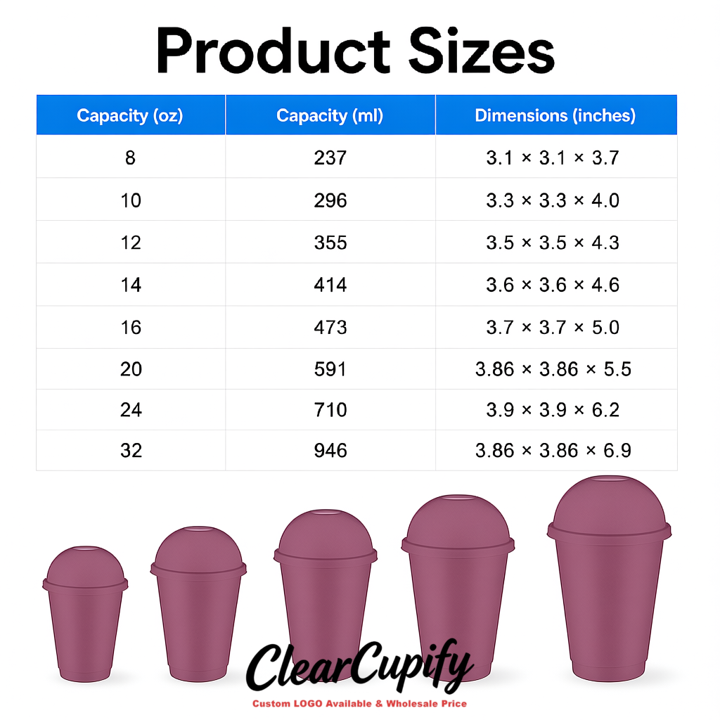 Mauve 16 oz Plastic Slushie Cups with Dome Lid & Detachable Spoon Straws for Milkshake, Boba, Smoothies, Iced Coffee