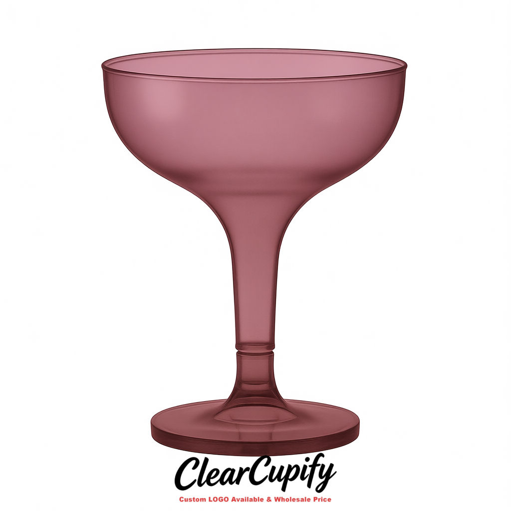 Mauve 5oz Stackable Plastic Martini Glasses 4.13x3.14 inches/10.5x8 cm For Champagne Tower