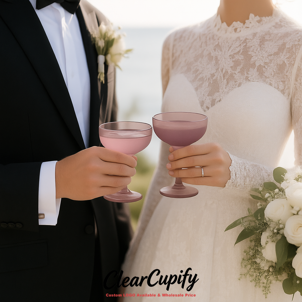 Mauve 5oz Stackable Plastic Martini Glasses 4.13x3.14 inches/10.5x8 cm For Champagne Tower