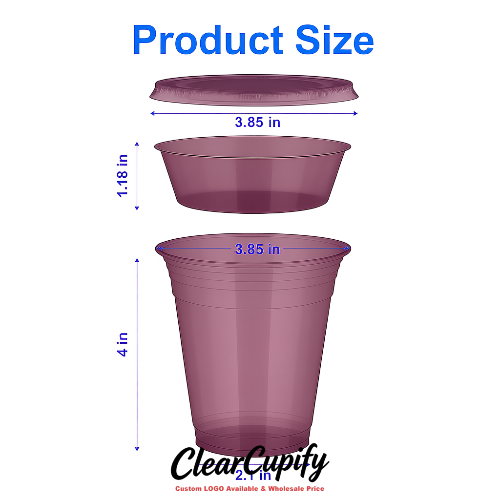 Mauve 12 oz Disposable Plastic Parfait Cups with Insert & Flat lids 3.85 x 2.1 x 4 inches