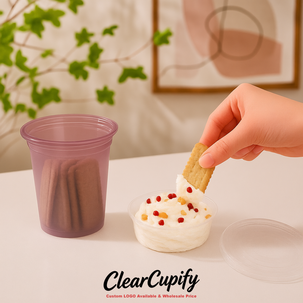 Mauve 12 oz Disposable Plastic Parfait Cups with Insert & Flat lids 3.85 x 2.1 x 4 inches