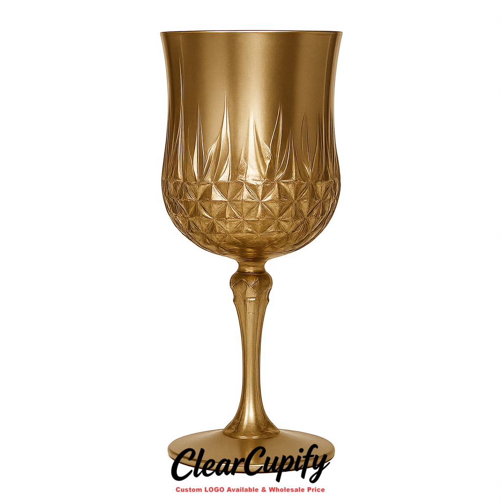 Metallic 7oz Acrylic Plastic Wine Goblets - 2.7 x 6.7 inches Party & Wedding Wine Glasses