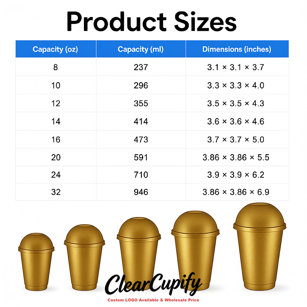 Metallic 16 oz Plastic Slushie Cups with Dome Lid & Detachable Spoon Straws for Milkshake, Boba, Smoothies, Iced Coffee
