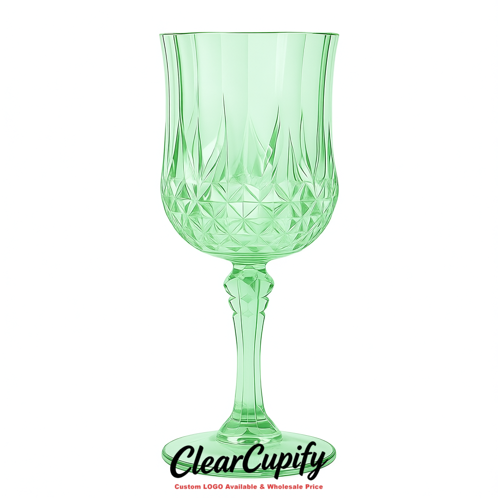 Mint Green 7oz Acrylic Plastic Wine Goblets - 2.7 x 6.7 inches Party & Wedding Wine Glasses