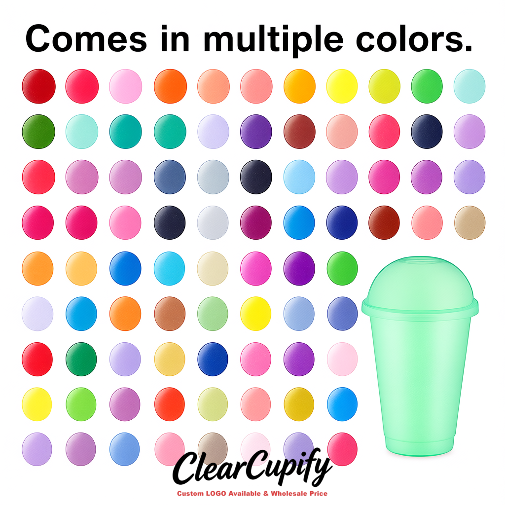 Mint Green 16 oz Plastic Slushie Cups with Dome Lid & Detachable Spoon Straws for Milkshake, Boba, Smoothies, Iced Coffee