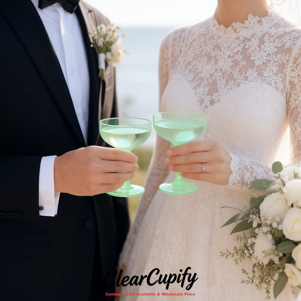 Mint Green 5oz Stackable Plastic Martini Glasses 4.13x3.14 inches/10.5x8 cm For Champagne Tower Mint Green 5oz Stackable Plastic Martini Glasses 4.13x3.14 inches/10.5x8 cm For Champagne Tower