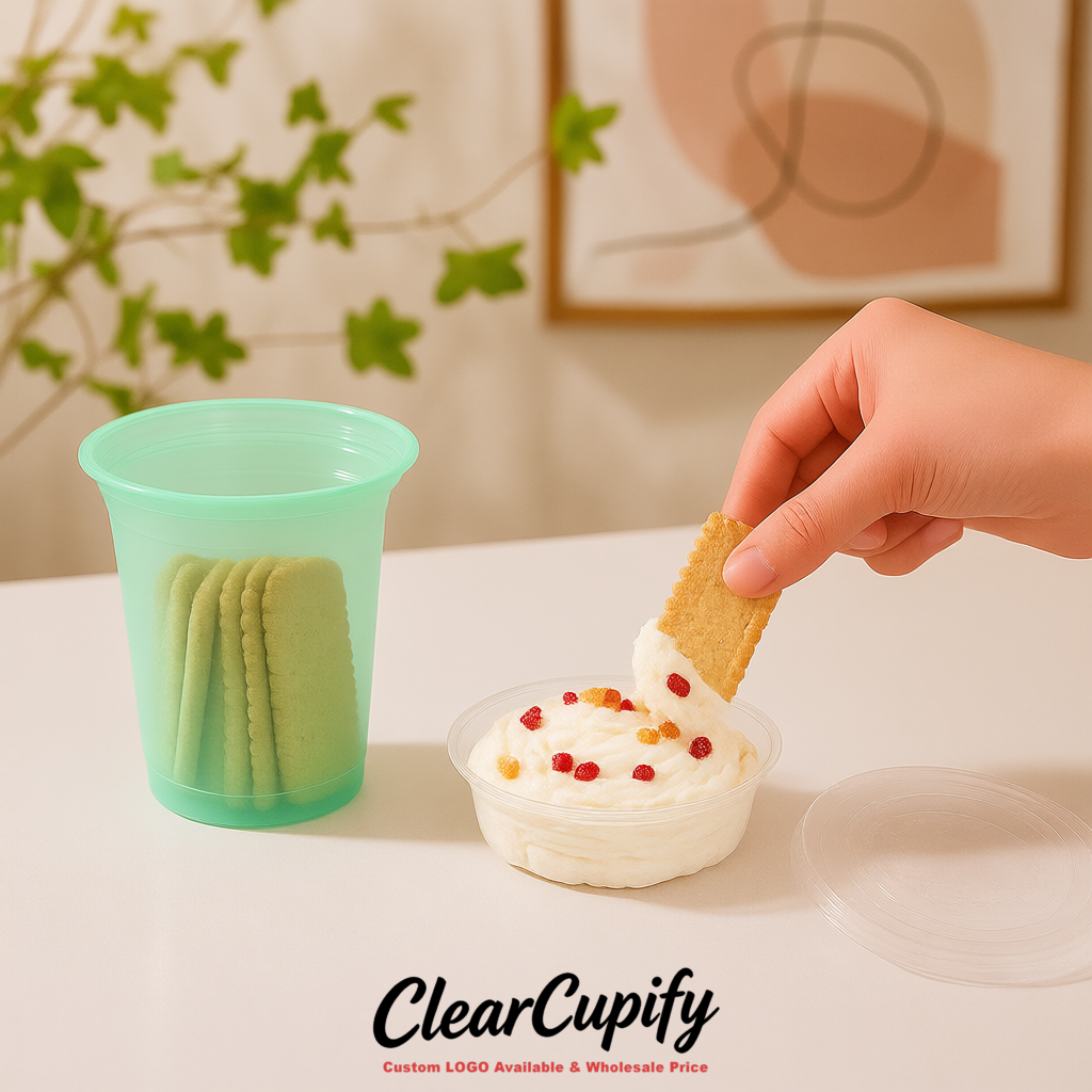 Mint Green 12 oz Disposable Plastic Parfait Cups with Insert & Flat lids 3.85 x 2.1 x 4 inches