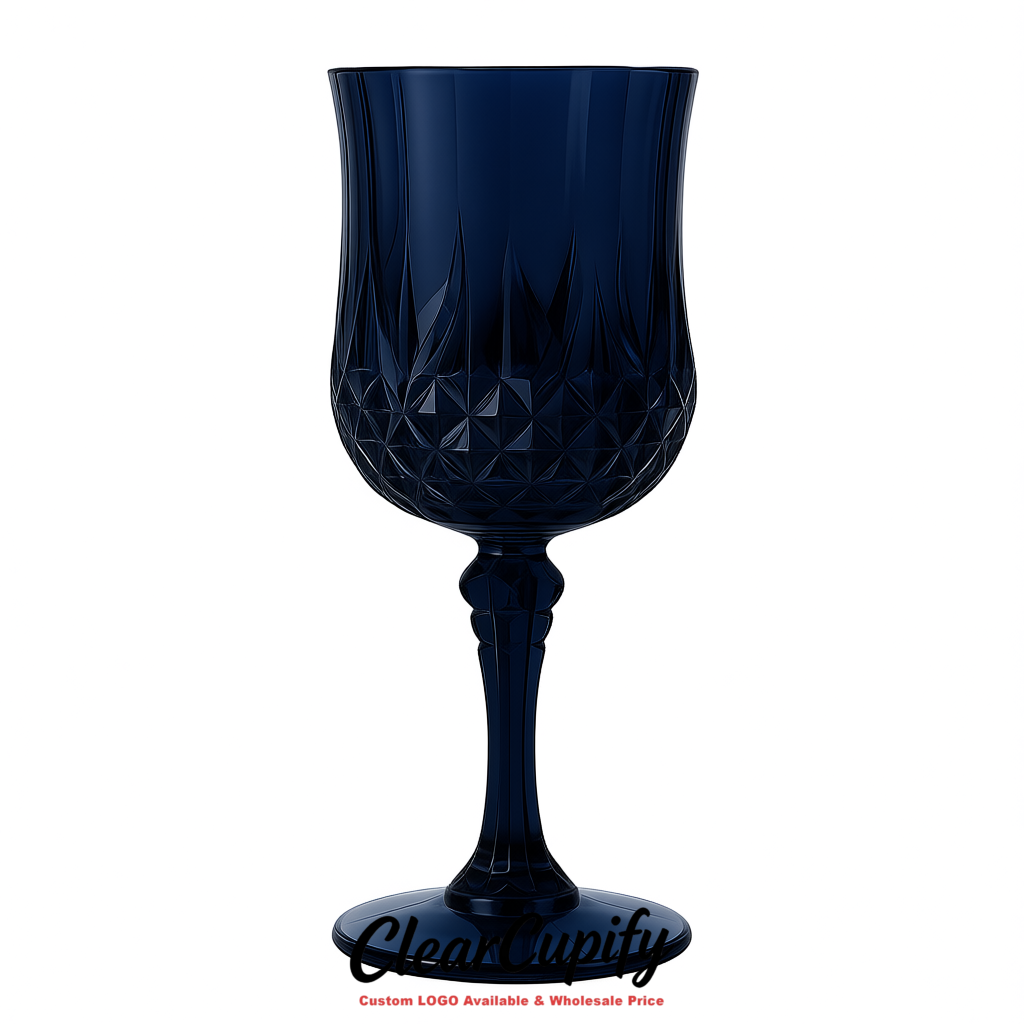 Navy Blue 7oz Acrylic Plastic Wine Goblets - 2.7 x 6.7 inches Party & Wedding Wine Glasses