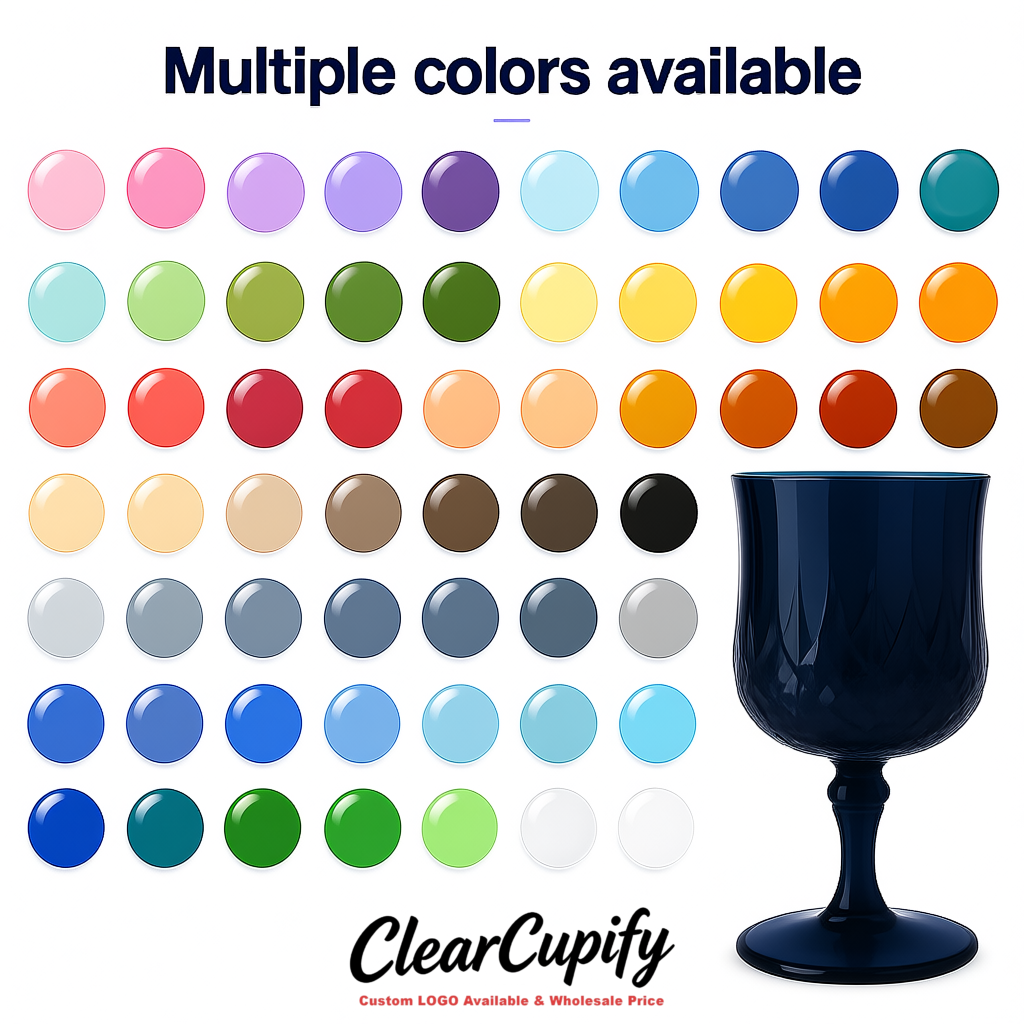 Navy Blue 7oz Acrylic Plastic Wine Goblets - 2.7 x 6.7 inches Party & Wedding Wine Glasses