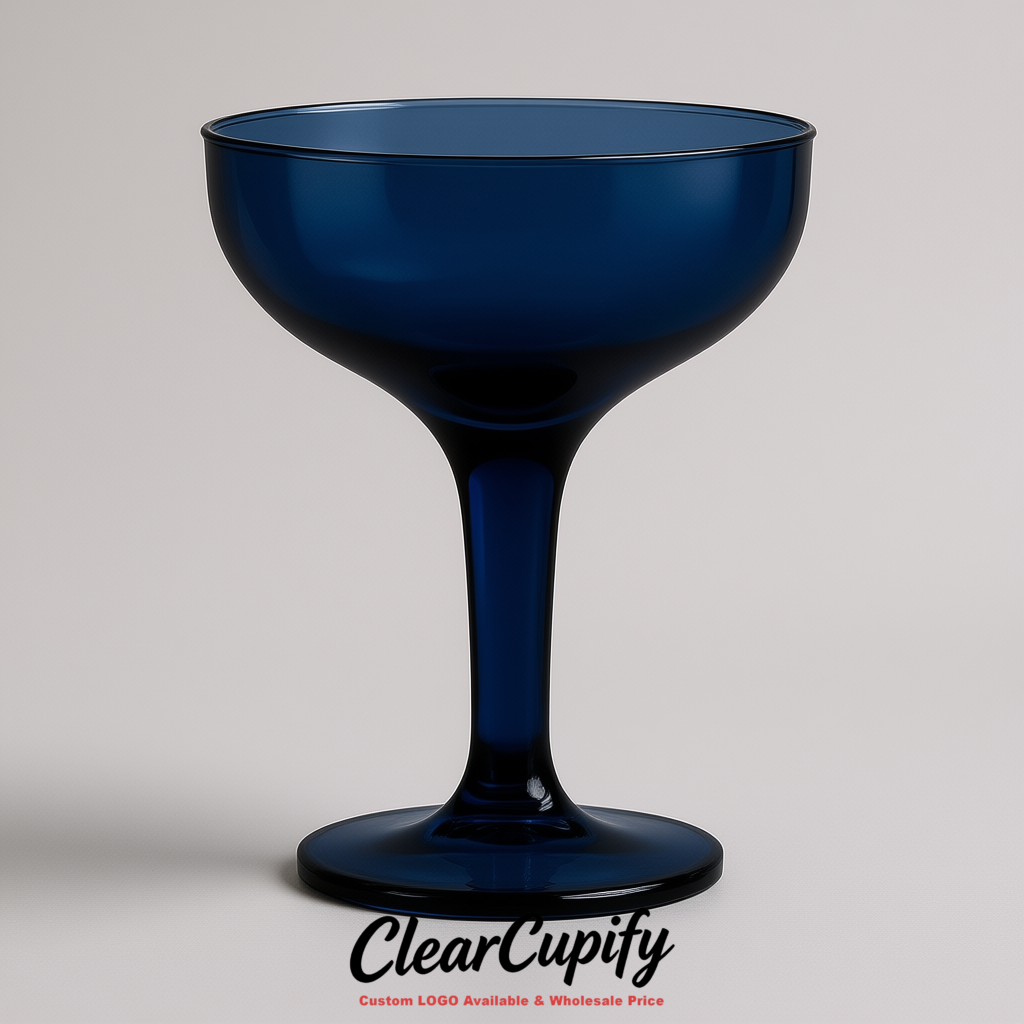 Navy Blue 5oz Stackable Plastic Martini Glasses 4.13x3.14 inches/10.5x8 cm For Champagne Tower