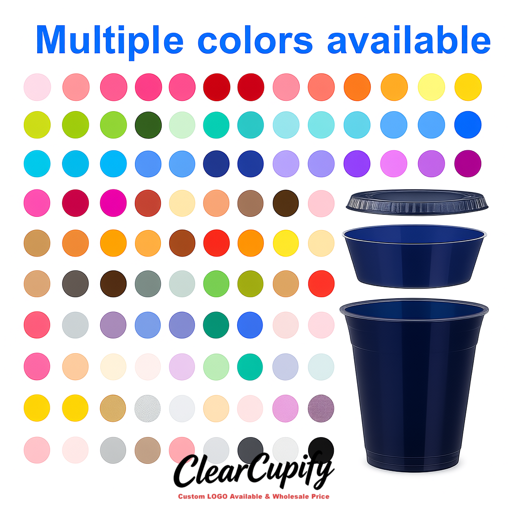 Navy Blue 12 oz Disposable Plastic Parfait Cups with Insert & Flat lids 3.85 x 2.1 x 4 inches