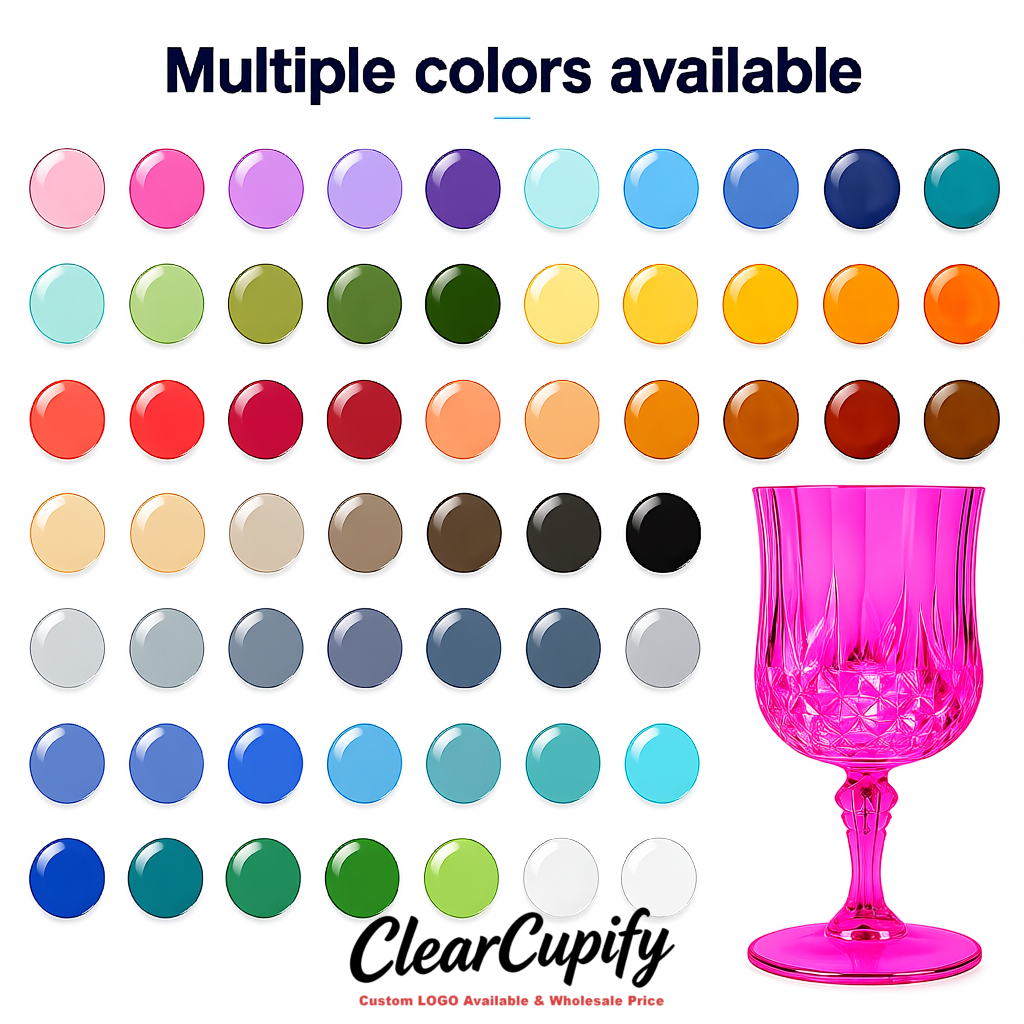 Neon Pink 7oz Acrylic Plastic Wine Goblets - 2.7 x 6.7 inches Party & Wedding Wine Glasses