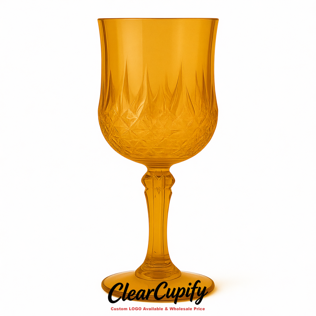 Ochre 7oz Acrylic Plastic Wine Goblets - 2.7 x 6.7 inches Party & Wedding Wine Glasses
