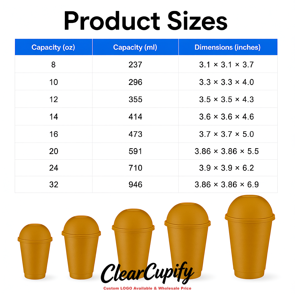 Ochre 16 oz Plastic Slushie Cups with Dome Lid & Detachable Spoon Straws for Milkshake, Boba, Smoothies, Iced Coffee