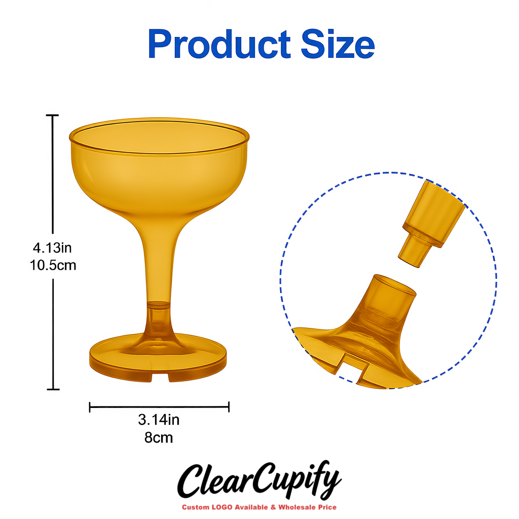 Ochre 5oz Stackable Plastic Martini Glasses 4.13x3.14 inches/10.5x8 cm For Champagne Tower