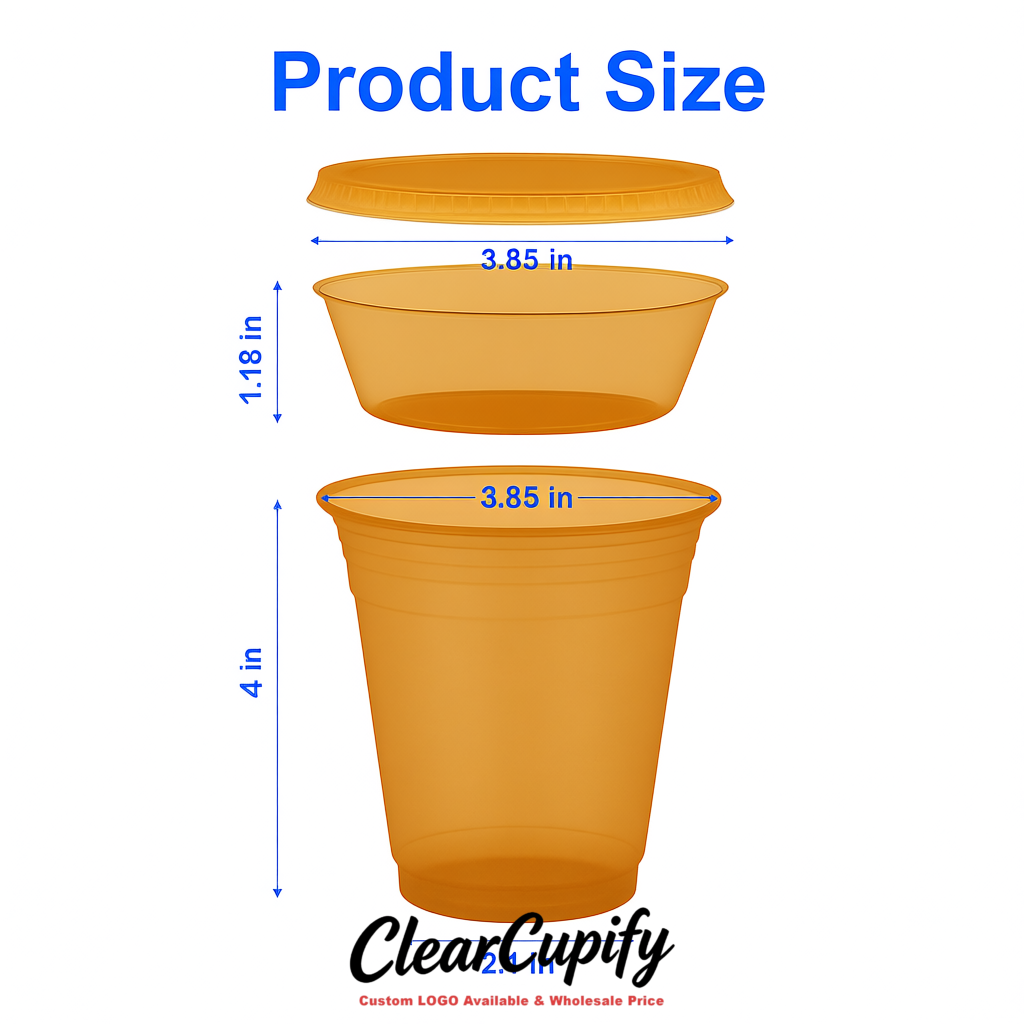 Ochre 12 oz Disposable Plastic Parfait Cups with Insert & Flat lids 3.85 x 2.1 x 4 inches