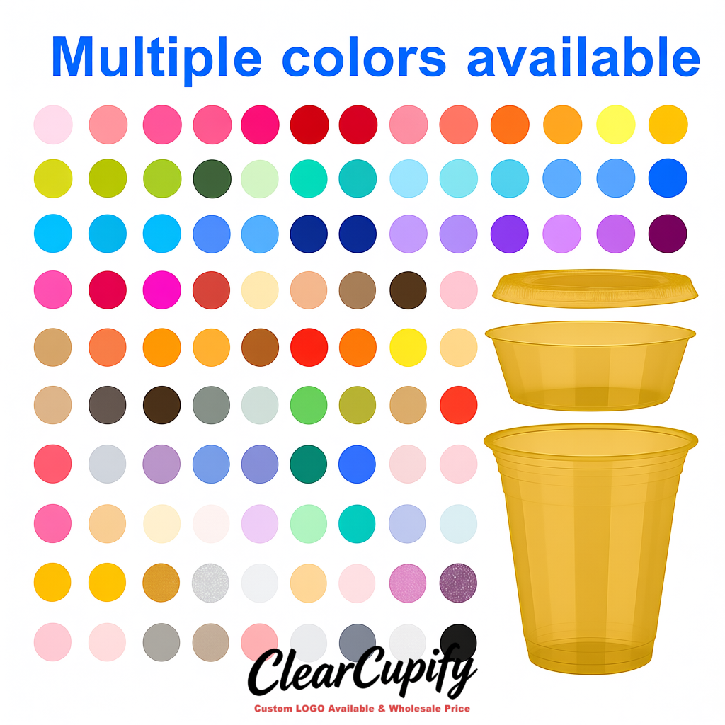 Ochre 12 oz Disposable Plastic Parfait Cups with Insert & Flat lids 3.85 x 2.1 x 4 inches