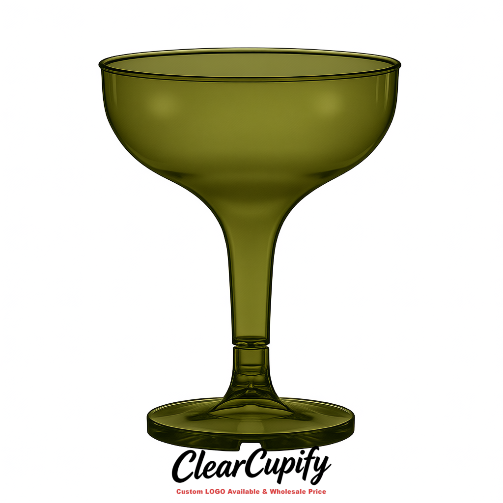 Olive Green 5oz Stackable Plastic Martini Glasses 4.13x3.14 inches/10.5x8 cm For Champagne Tower