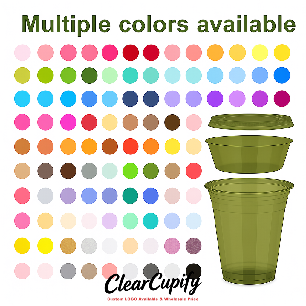 Olive Green 12 oz Disposable Plastic Parfait Cups with Insert & Flat lids 3.85 x 2.1 x 4 inches