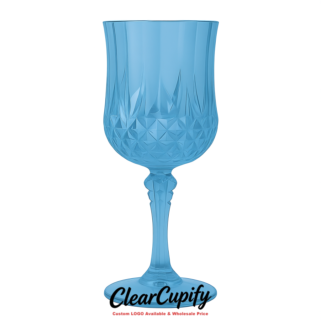 Periwinkle 7oz Acrylic Plastic Wine Goblets - 2.7 x 6.7 inches Party & Wedding Wine Glasses