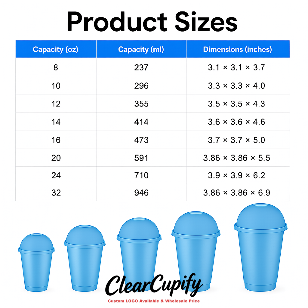 Periwinkle 16 oz Plastic Slushie Cups with Dome Lid & Detachable Spoon Straws for Milkshake, Boba, Smoothies, Iced Coffee