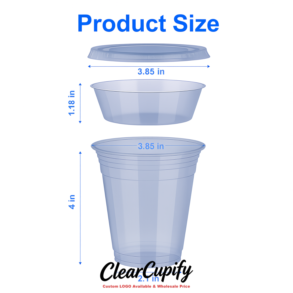 Periwinkle 12 oz Disposable Plastic Parfait Cups with Insert & Flat lids 3.85 x 2.1 x 4 inches