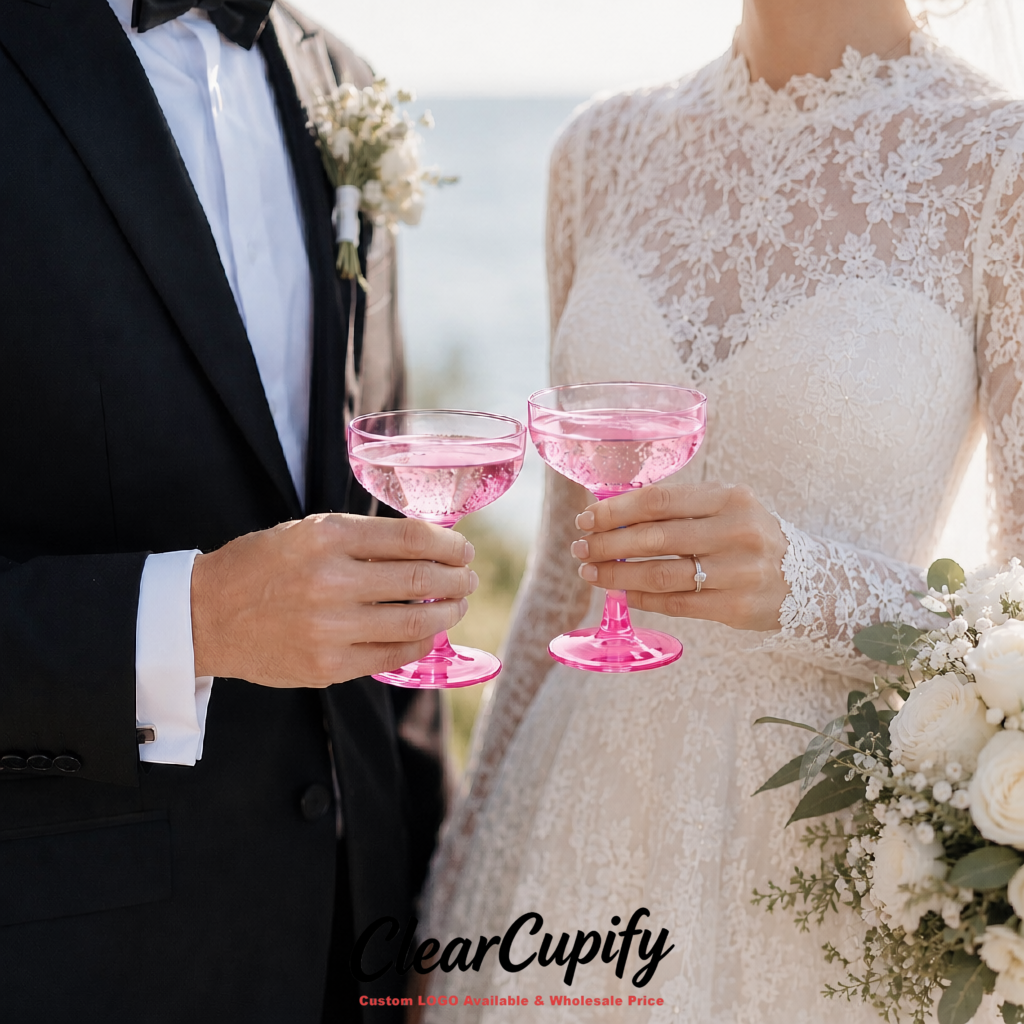 Pink 5oz Stackable Plastic Martini Glasses 4.13x3.14 inches/10.5x8 cm For Champagne Tower Pink 5oz Stackable Plastic Martini Glasses 4.13x3.14 inches/10.5x8 cm For Champagne Tower