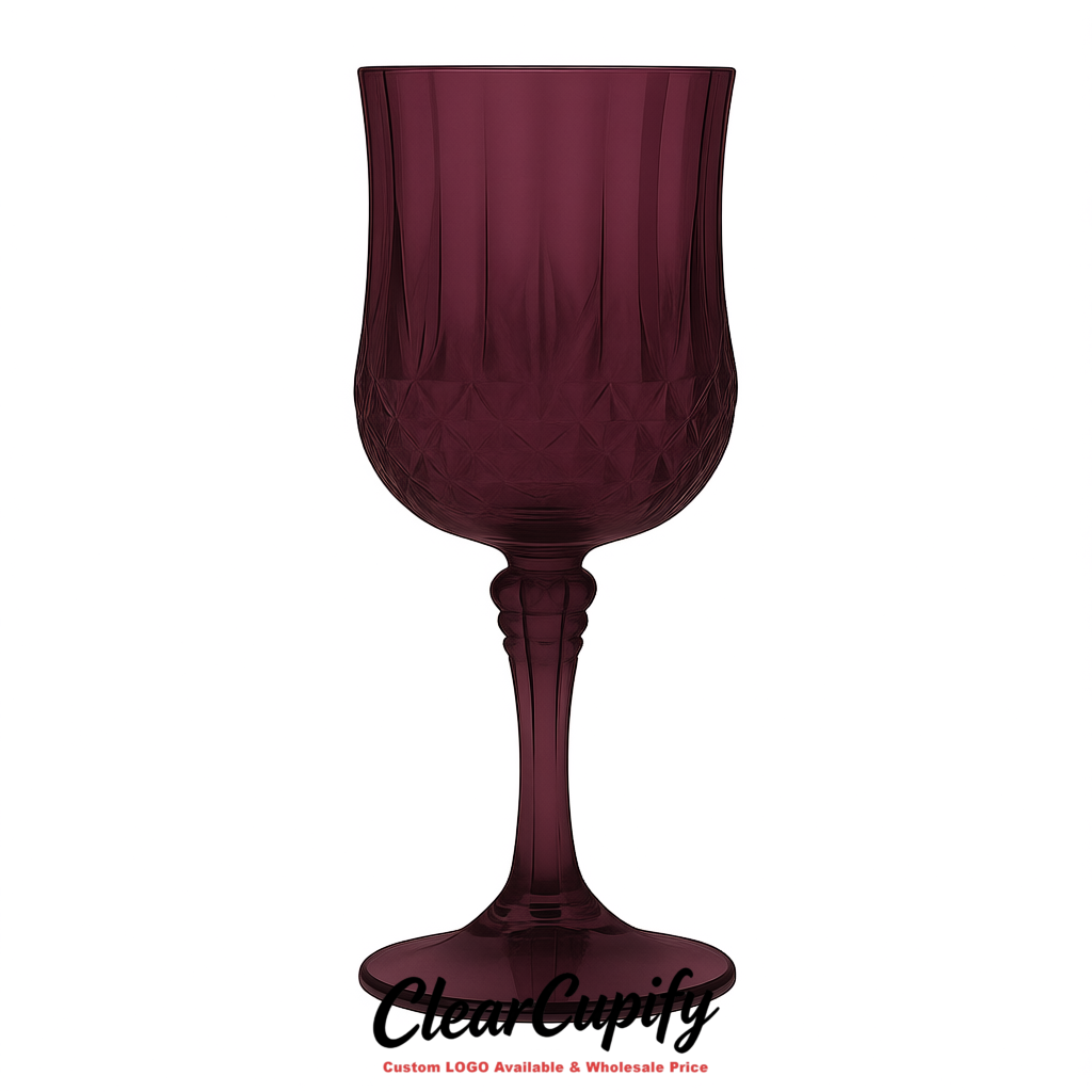 Plum 7oz Acrylic Plastic Wine Goblets - 2.7 x 6.7 inches Party & Wedding Wine Glasses