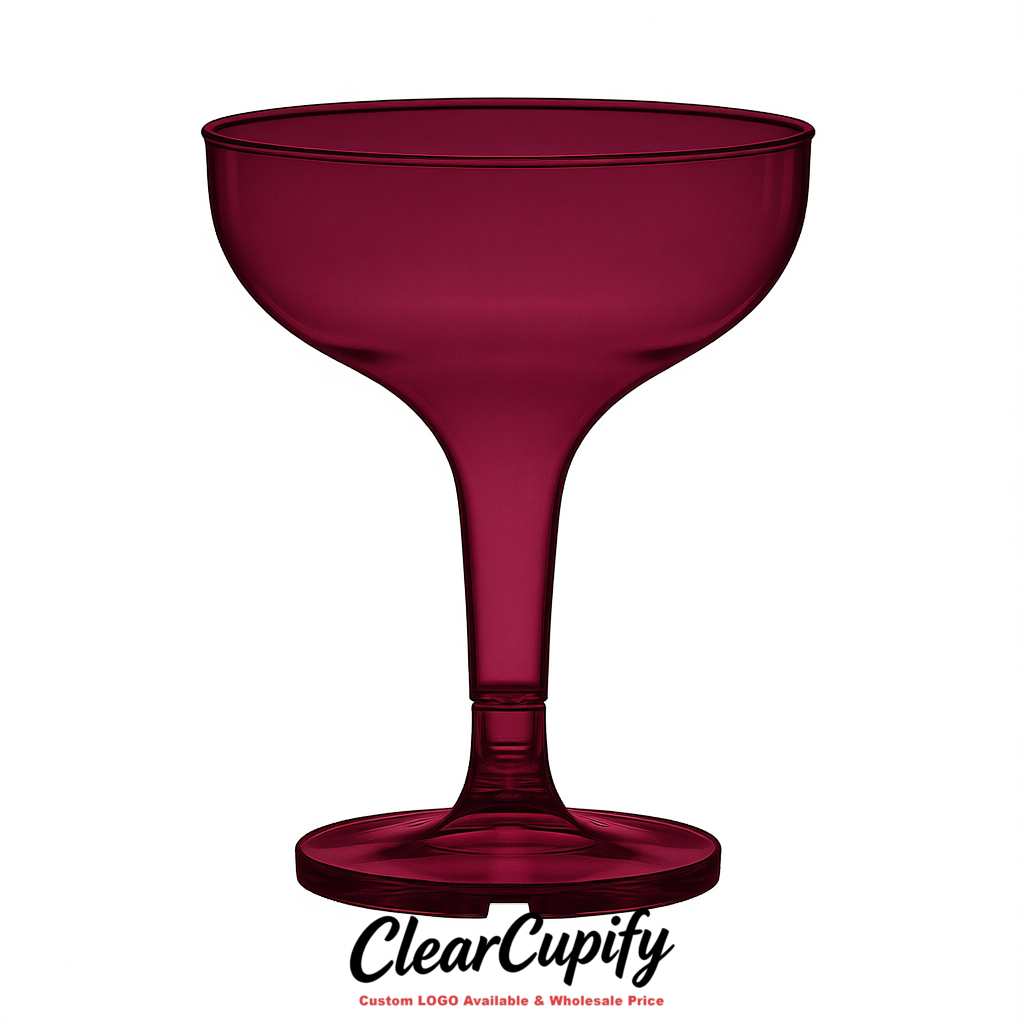 Plum 5oz Stackable Plastic Martini Glasses 4.13x3.14 inches/10.5x8 cm For Champagne Tower