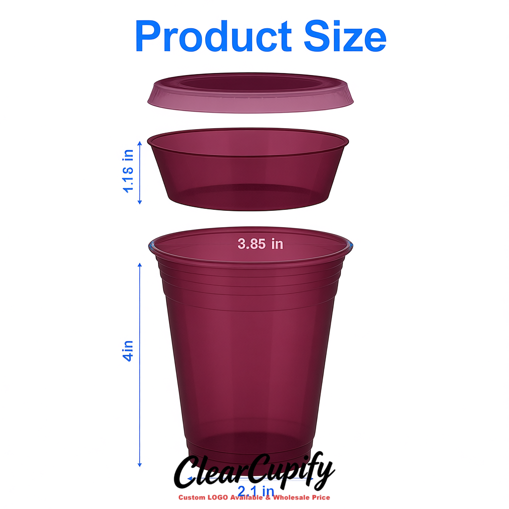 Plum 12 oz Disposable Plastic Parfait Cups with Insert & Flat lids 3.85 x 2.1 x 4 inches