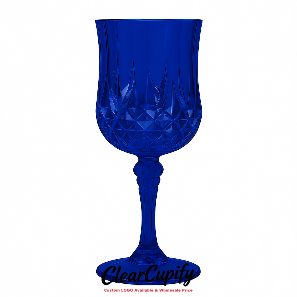 Prussian Blue 7oz Acrylic Plastic Wine Goblets - 2.7 x 6.7 inches Party & Wedding Wine Glasses
