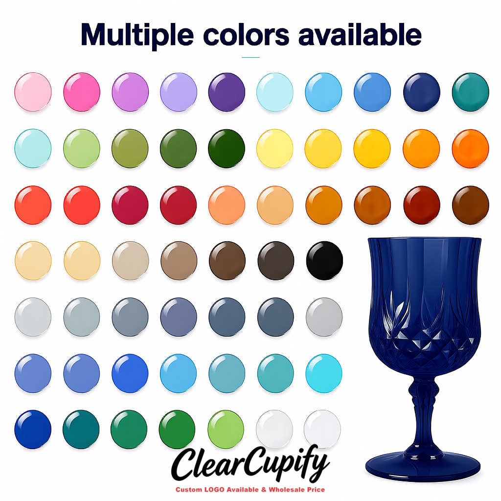 Prussian Blue 7oz Acrylic Plastic Wine Goblets - 2.7 x 6.7 inches Party & Wedding Wine Glasses