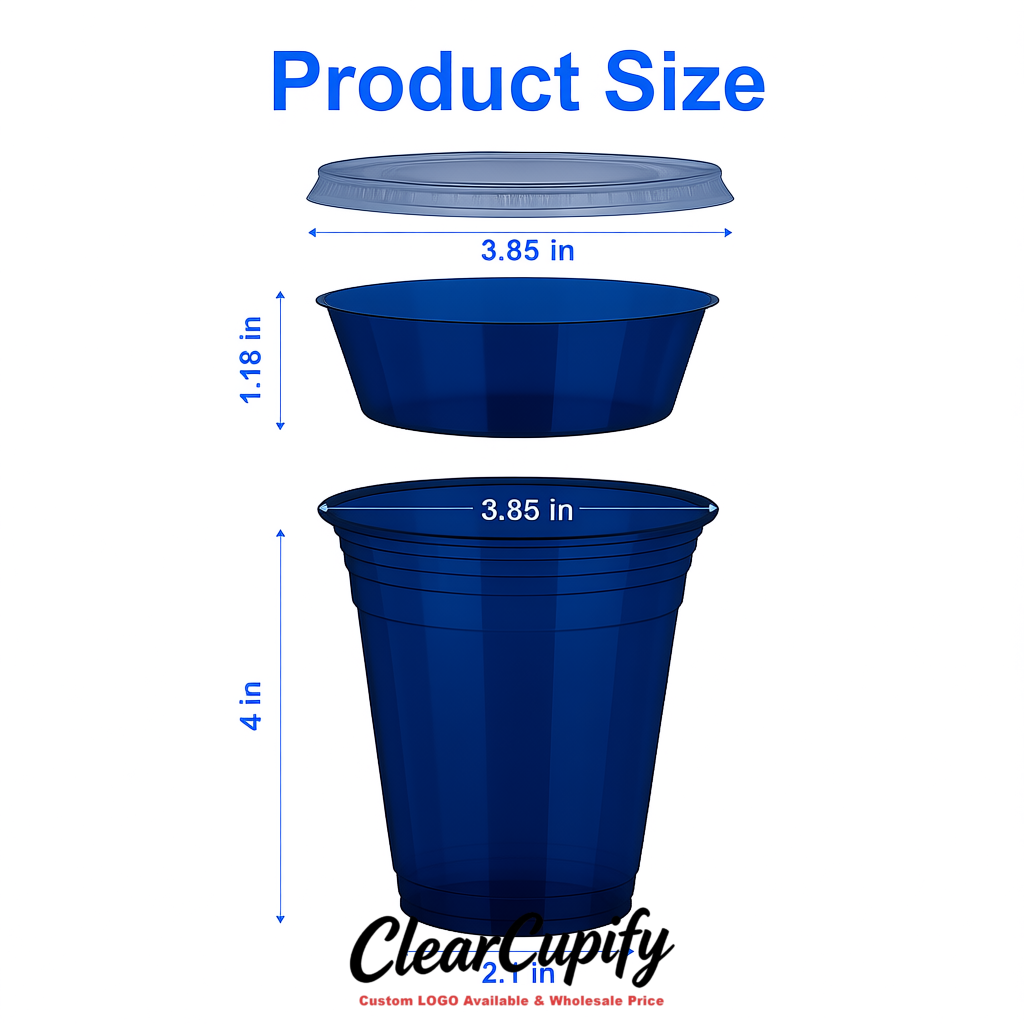 Prussian Blue 12 oz Disposable Plastic Parfait Cups with Insert & Flat lids 3.85 x 2.1 x 4 inches