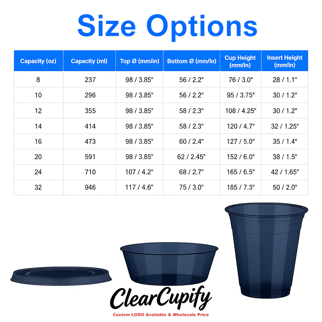 Prussian Blue 12 oz Disposable Plastic Parfait Cups with Insert & Flat lids 3.85 x 2.1 x 4 inches