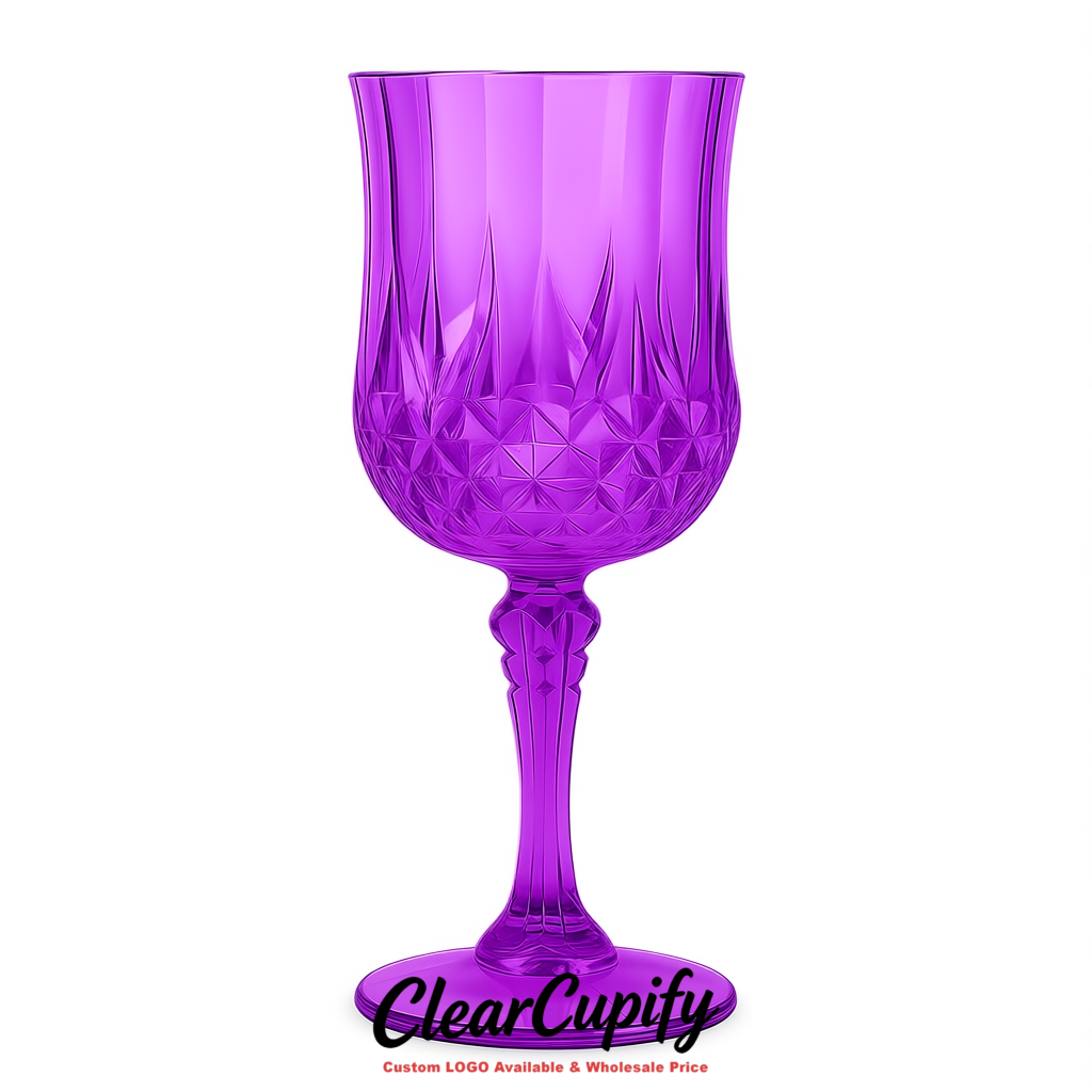 Purple 7oz Acrylic Plastic Wine Goblets - 2.7 x 6.7 inches Party & Wedding Wine Glasses