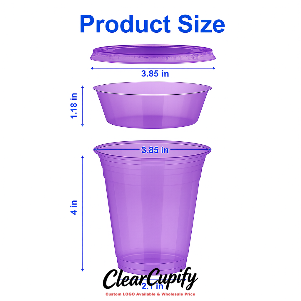 Purple 12 oz Disposable Plastic Parfait Cups with Insert & Flat lids 3.85 x 2.1 x 4 inches