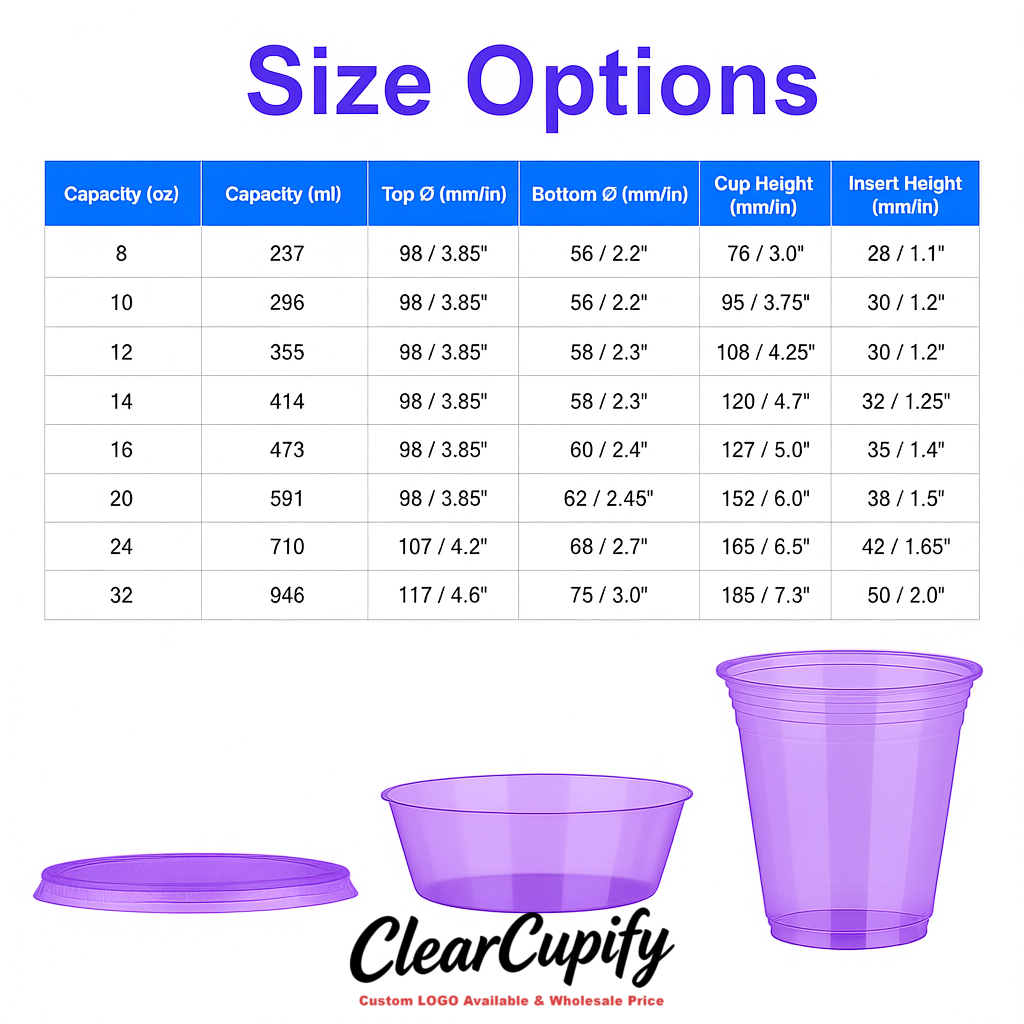 Purple 12 oz Disposable Plastic Parfait Cups with Insert & Flat lids 3.85 x 2.1 x 4 inches