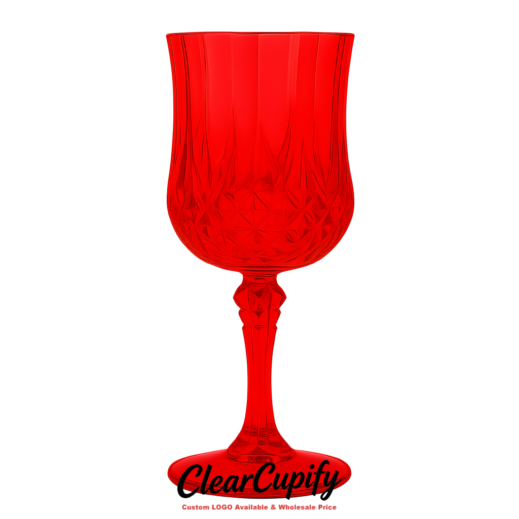 Red 7oz Acrylic Plastic Wine Goblets - 2.7 x 6.7 inches Party & Wedding Wine Glasses