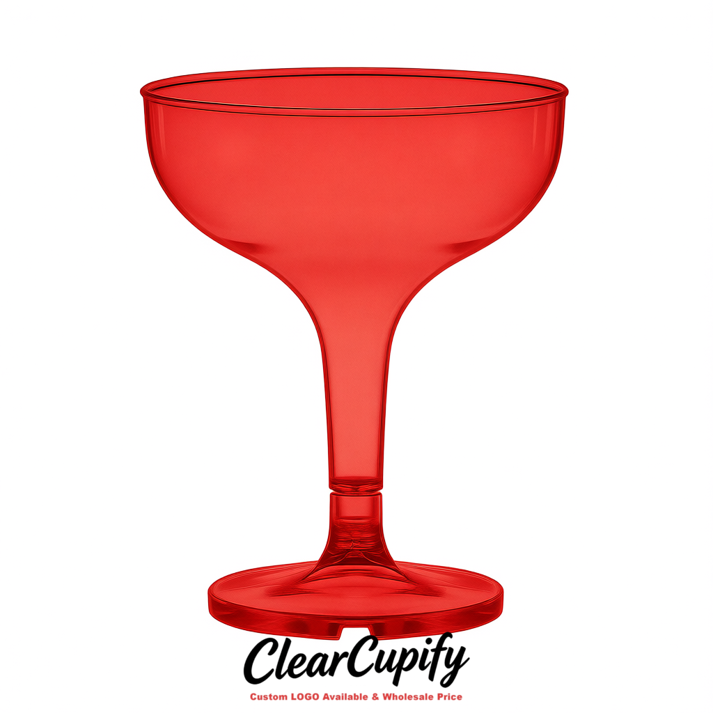 Red 5oz Stackable Plastic Martini Glasses 4.13x3.14 inches/10.5x8 cm For Champagne Tower