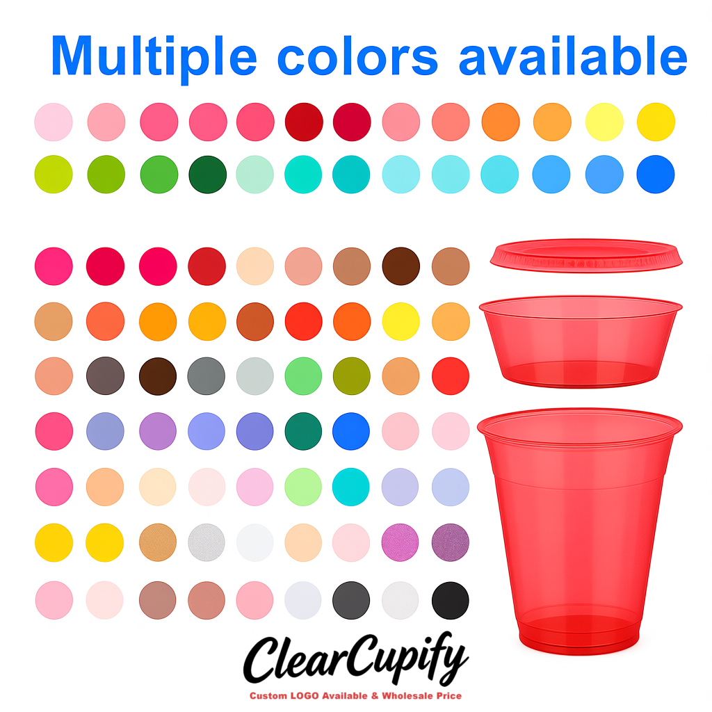 Red 12 oz Disposable Plastic Parfait Cups with Insert & Flat lids 3.85 x 2.1 x 4 inches