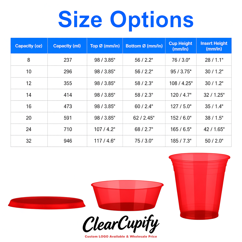 Red 12 oz Disposable Plastic Parfait Cups with Insert & Flat lids 3.85 x 2.1 x 4 inches