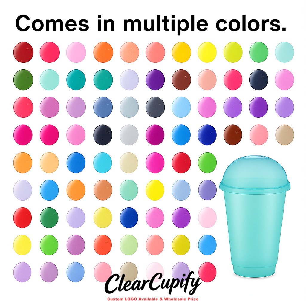 Robin Egg Blue 16 oz Plastic Slushie Cups with Dome Lid & Detachable Spoon Straws for Milkshake, Boba, Smoothies, Iced Coffee