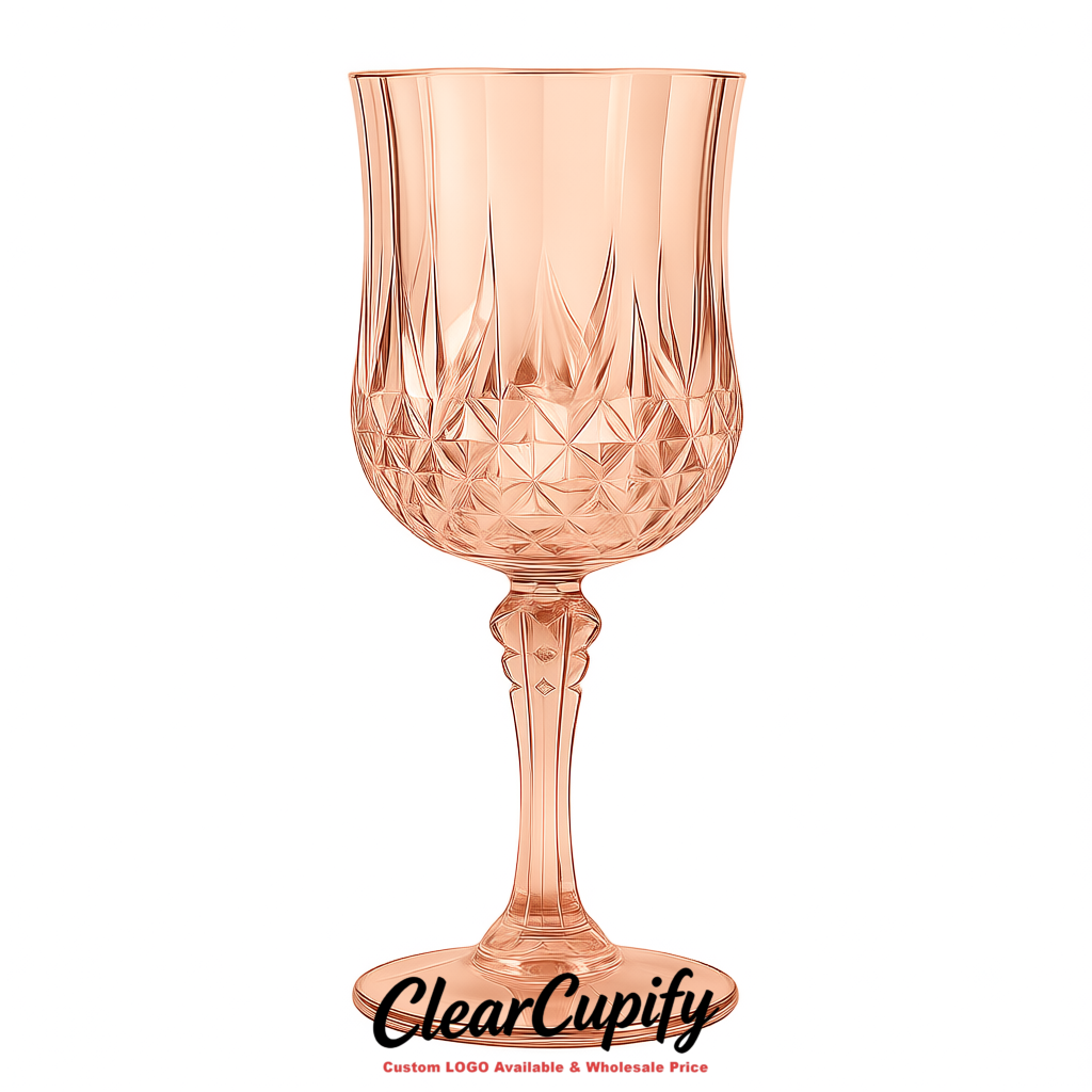 Rose Gold 7oz Acrylic Plastic Wine Goblets - 2.7 x 6.7 inches Party & Wedding Wine Glasses