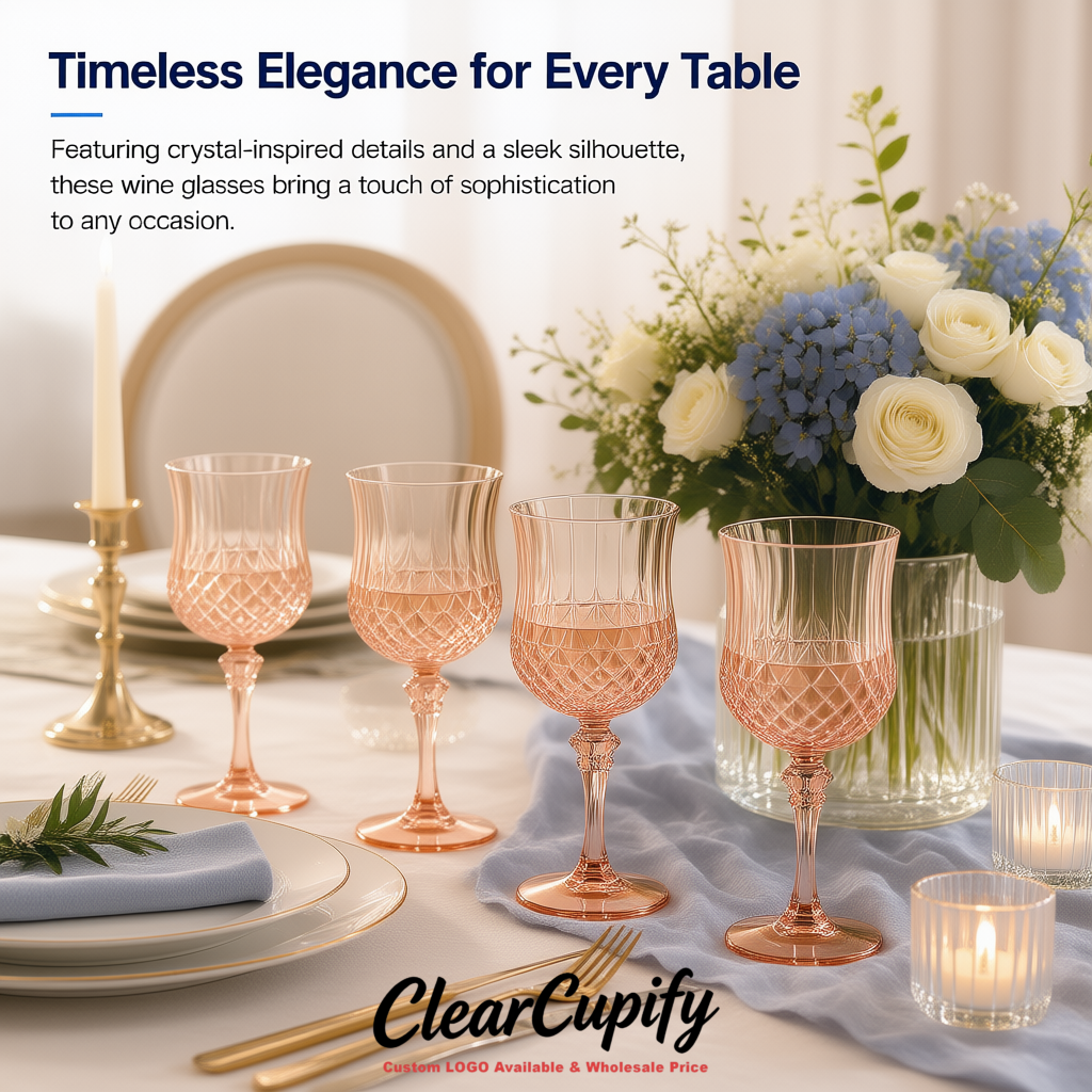 Rose Gold 7oz Acrylic Plastic Wine Goblets - 2.7 x 6.7 inches Party & Wedding Wine Glasses Rose Gold 7oz Acrylic Plastic Wine Goblets - 2.7 x 6.7 inches Party & Wedding Wine Glasses