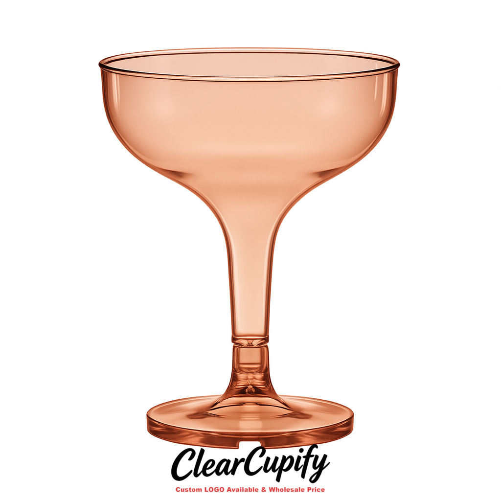 Rose Gold 5oz Stackable Plastic Martini Glasses 4.13x3.14 inches/10.5x8 cm For Champagne Tower