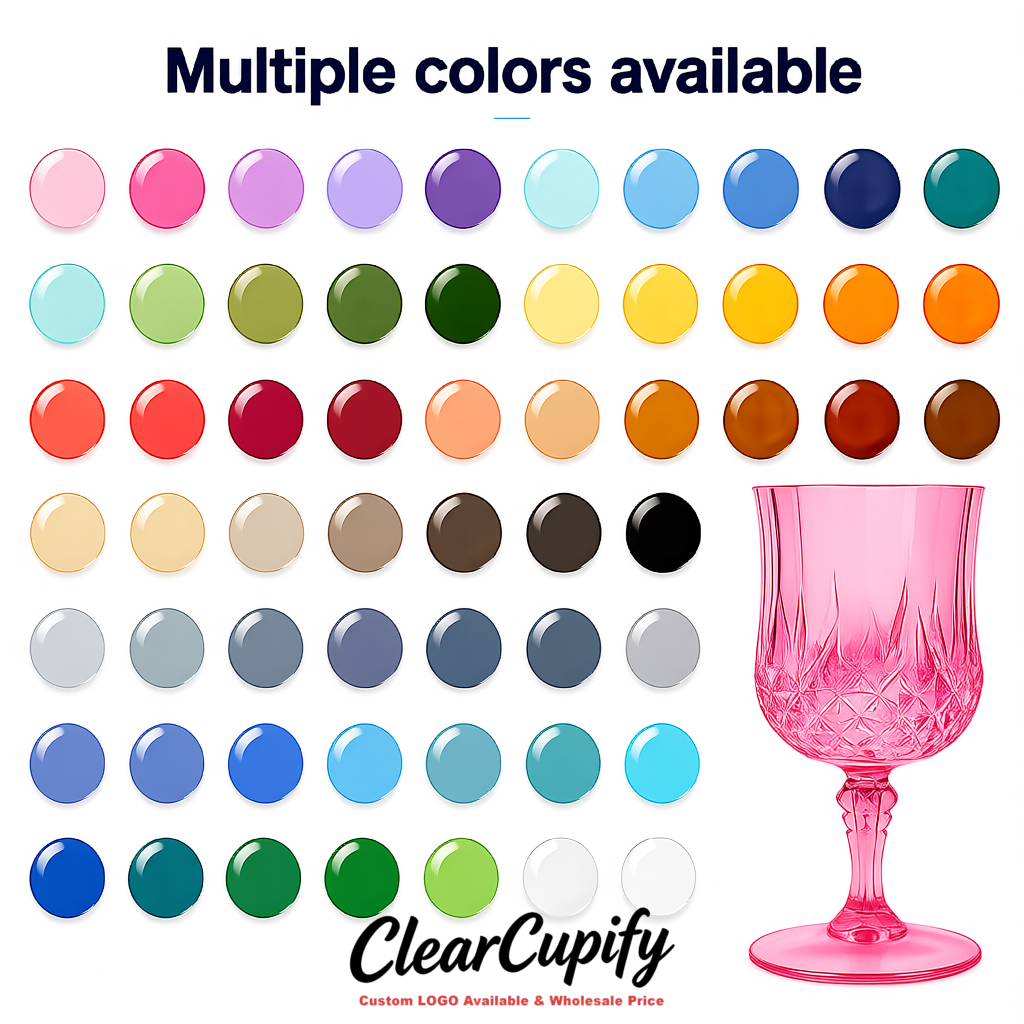 Rose Pink 7oz Acrylic Plastic Wine Goblets - 2.7 x 6.7 inches Party & Wedding Wine Glasses