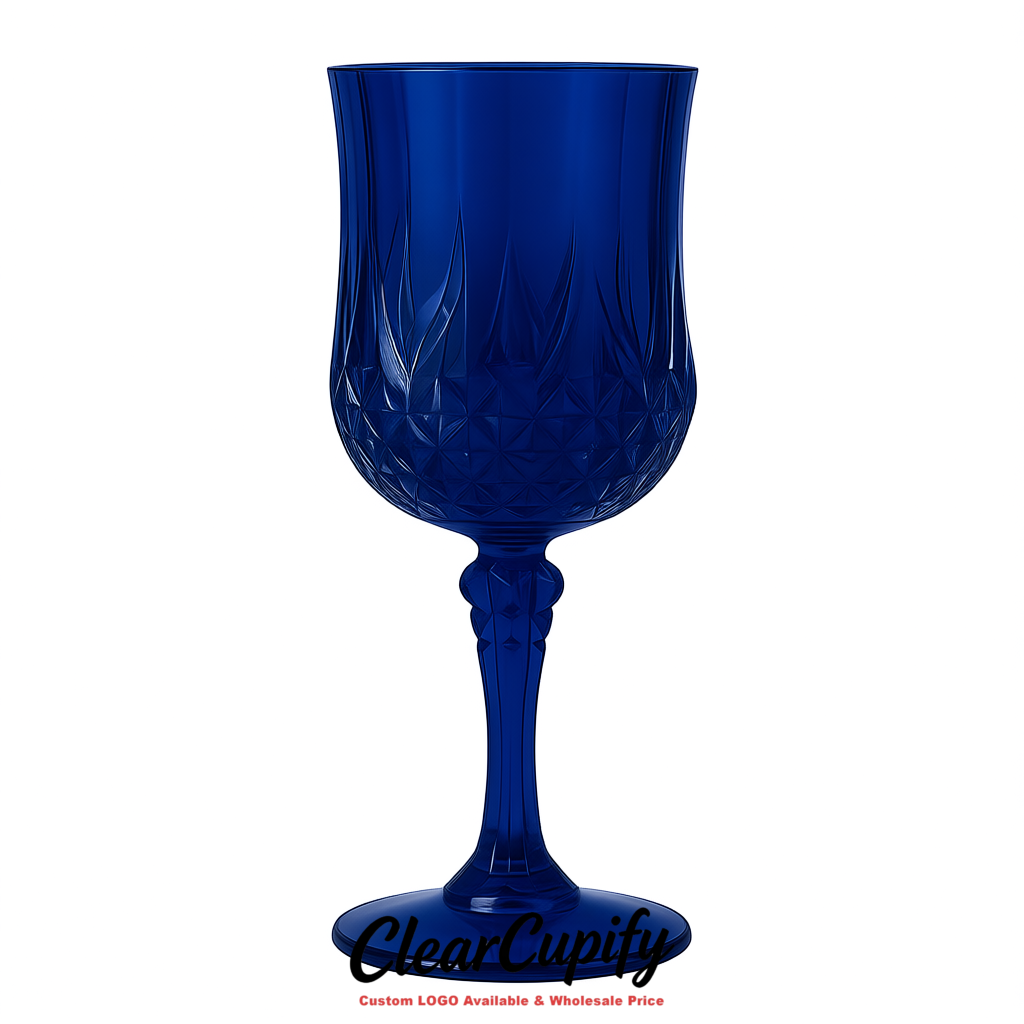 Royal Blue 7oz Acrylic Plastic Wine Goblets - 2.7 x 6.7 inches Party & Wedding Wine Glasses