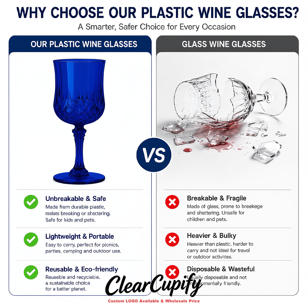 Royal Blue 7oz Acrylic Plastic Wine Goblets - 2.7 x 6.7 inches Party & Wedding Wine Glasses