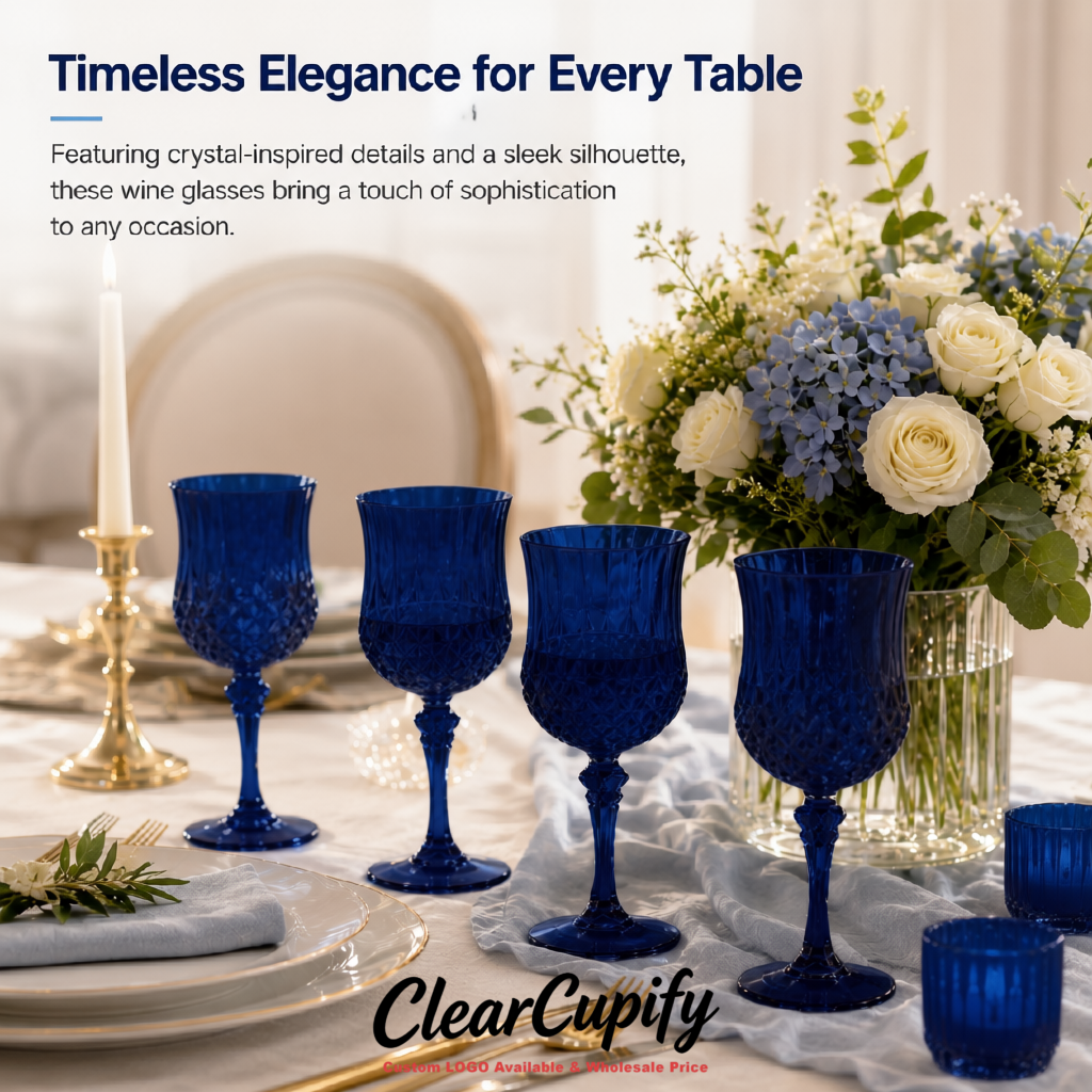 Royal Blue 7oz Acrylic Plastic Wine Goblets - 2.7 x 6.7 inches Party & Wedding Wine Glasses Royal Blue 7oz Acrylic Plastic Wine Goblets - 2.7 x 6.7 inches Party & Wedding Wine Glasses
